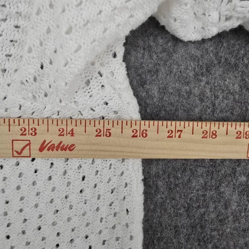 Cato Cardigan Sweater Womens 22/24W White Open Knit Crochet 3/4 Bell Sleeve - Picture 7 of 9